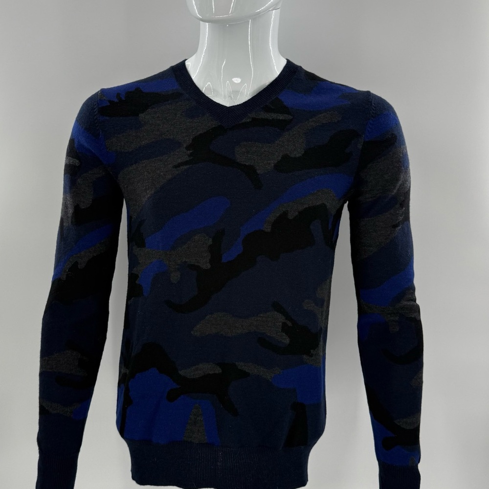 Valentino Sweater Blue Camo Pullover Men’s Size S Made In Italy